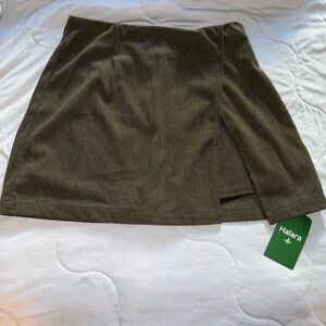 HALARA Olive Corduroy Mini Skirt